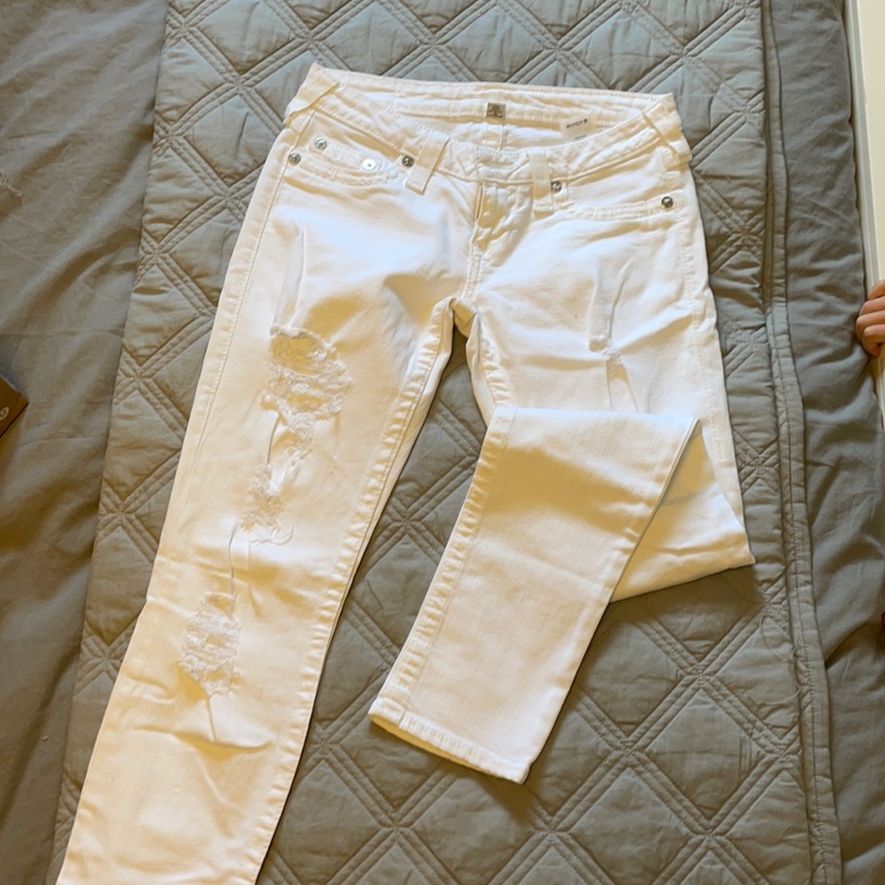 White distressed True Religion Jeans